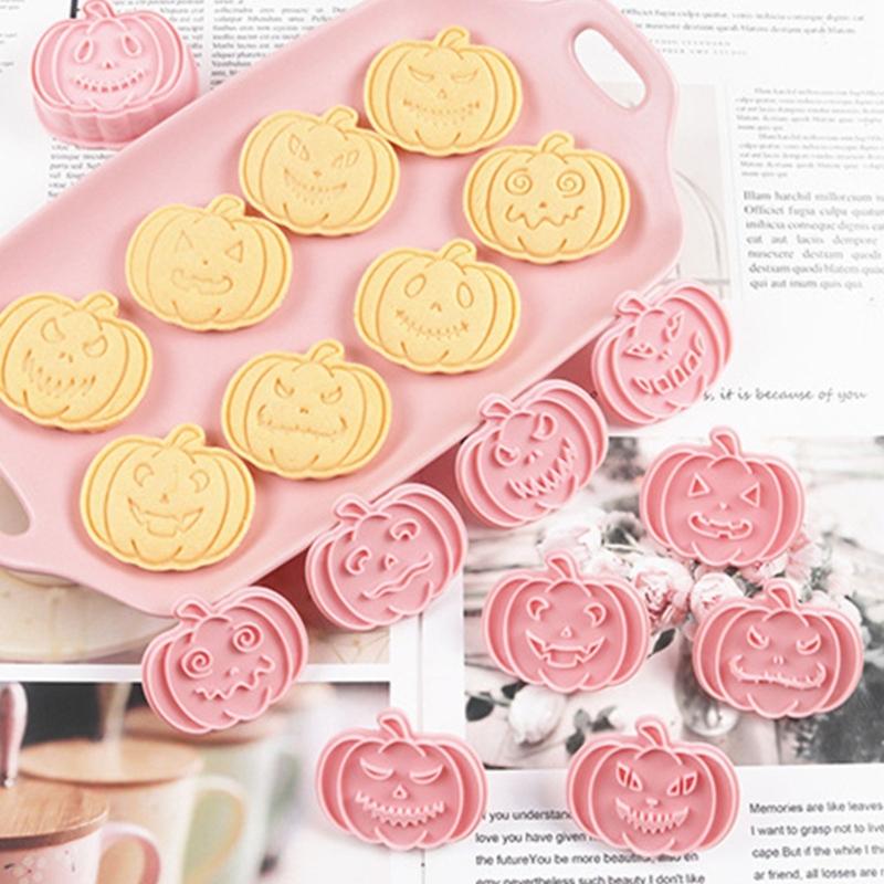 Halloween Cookie Molds 3D Pumpkin Shape Plastic Cutters Stamps Set For Professional Cookie Cakes And Sugar Art Creation