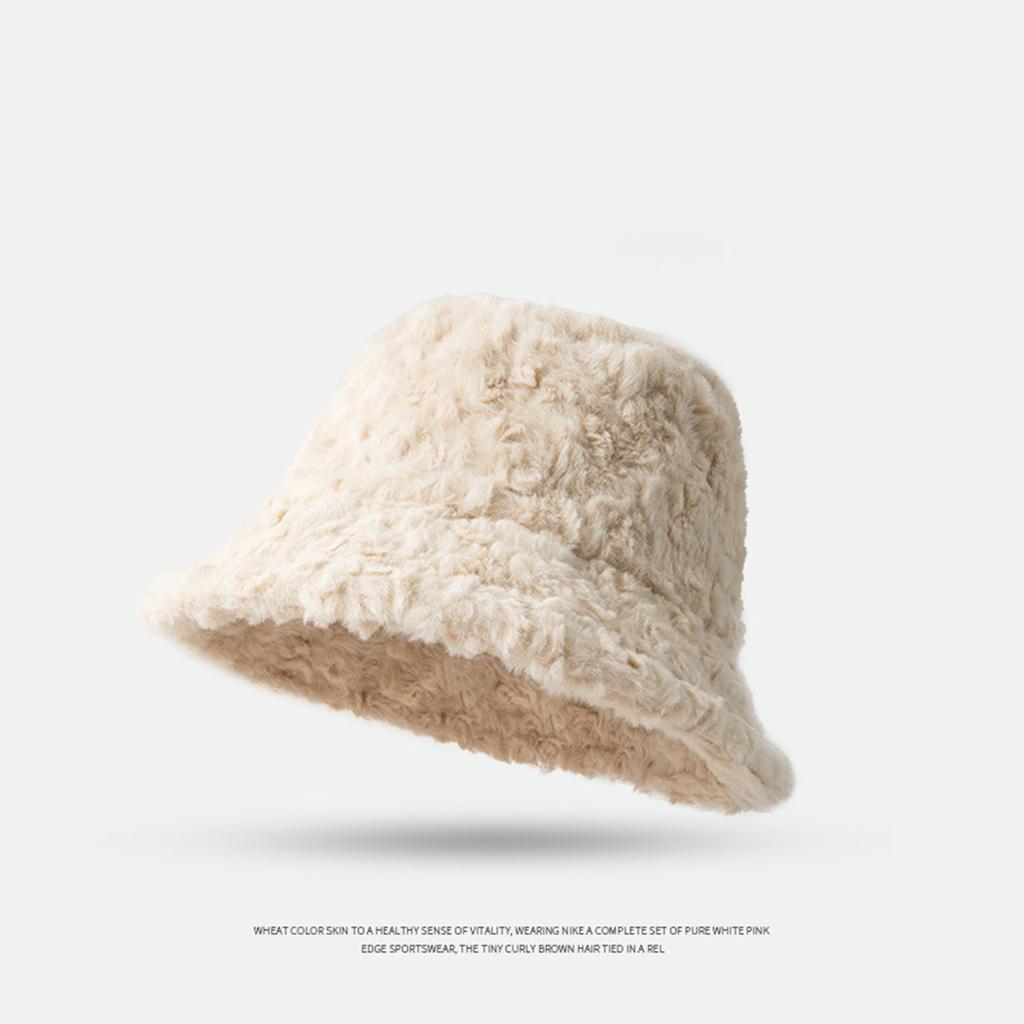 Winter Solid Color Plush Bucket Hat