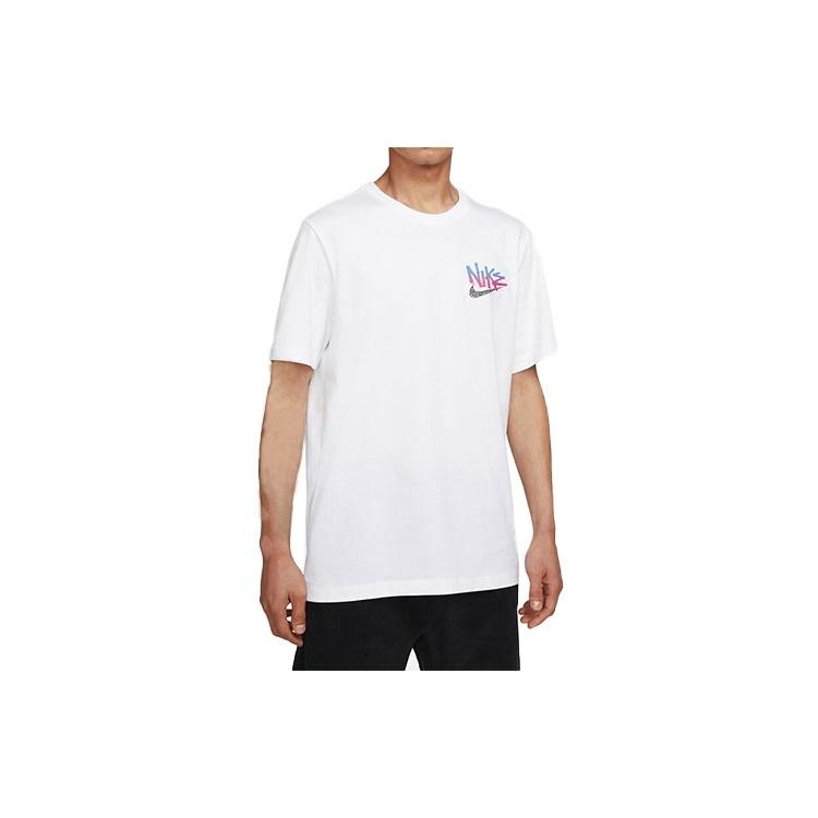 Nike Sportswear Back Logo Alphabet Abstract Pattern Round Neck Short Sleeve White Men's DQ1408-100