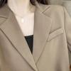 Korean Cropped Blazers Women Solid Color Simple Single-button Outwear Teens All-match Long Sleeve Office Suit Jacket