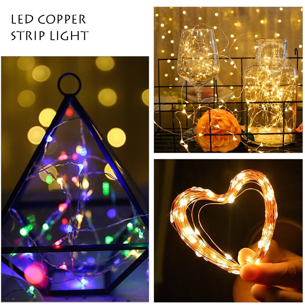 5M Copper Wire LED Tinsel Garland Battery Powered Fairy LED String Lights for Holiday Christmas Wedding Party Decor