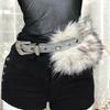Punk Leather Fur Belt Rhinestone Y2K Plush Waist Belt Simple Furry Waistband Female/Girls