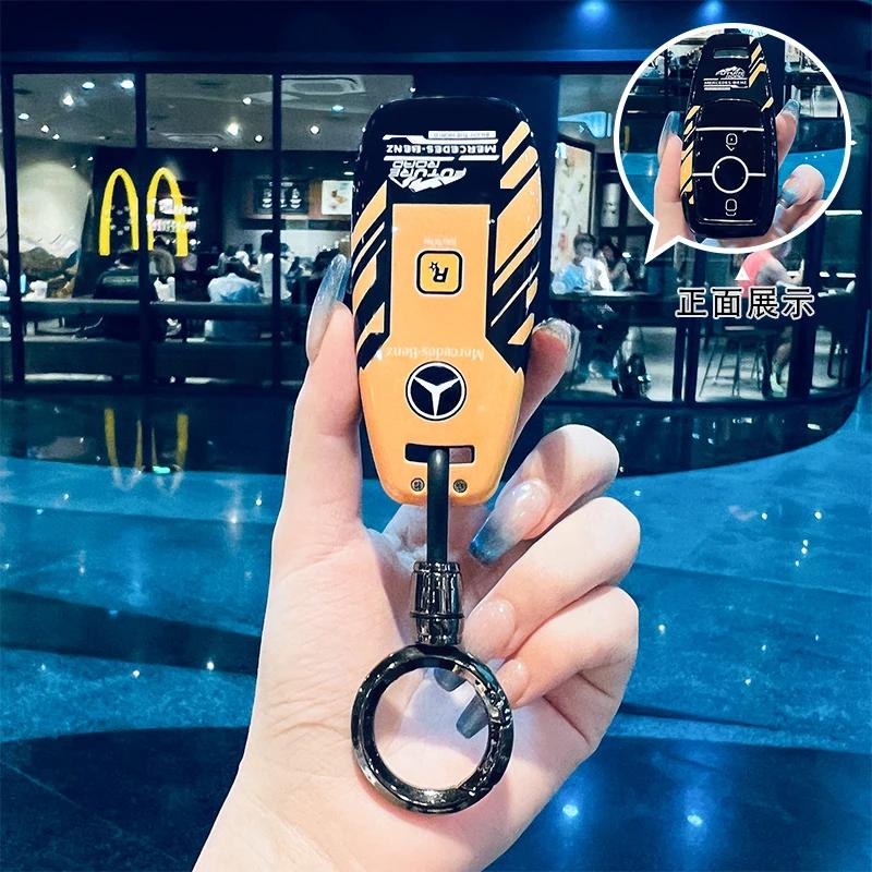 SFX1 Car Key Case Cover for Mercedes Benz 2022 C S Class W206 W223 S350 C260 C300 S400 S450 S500 TPU Shell Fob Holder Protector