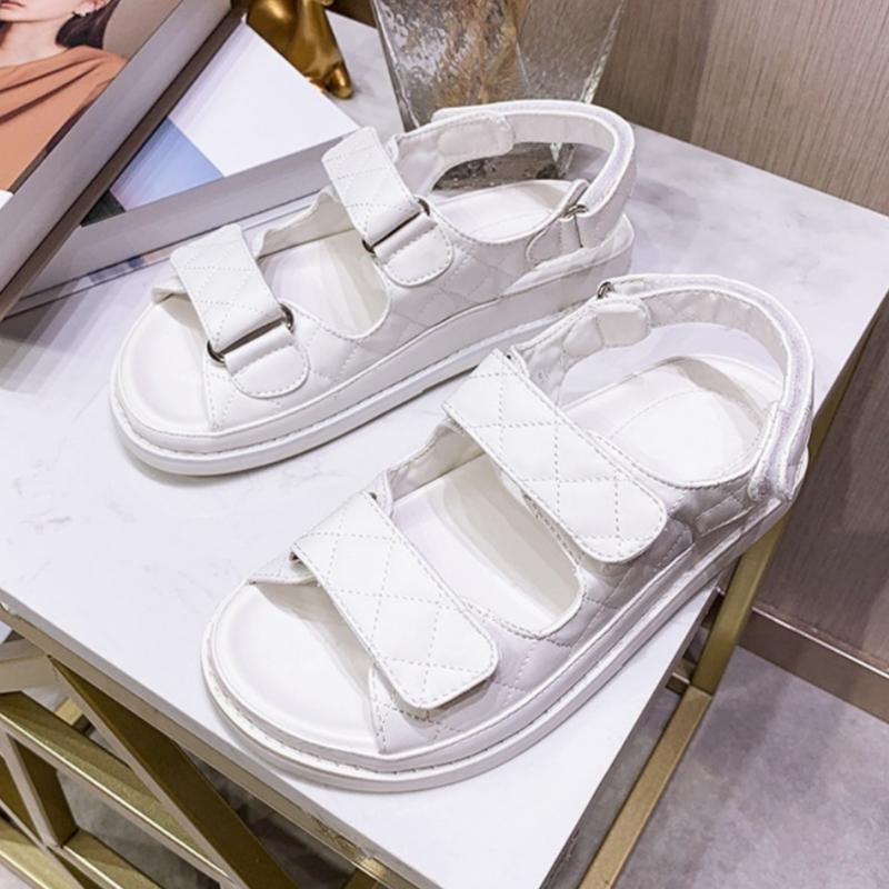 Модные летние новые минималистичные нескользящие сандалии с ромбовидным узором однотонные женские сандалии на плоской подошве уличные модные удобные женские сандалии