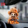 1pc 2D Halloween Pumpkin Skeleton Acrylic Hanging Ornament for Car Rearview Mirror Decor
