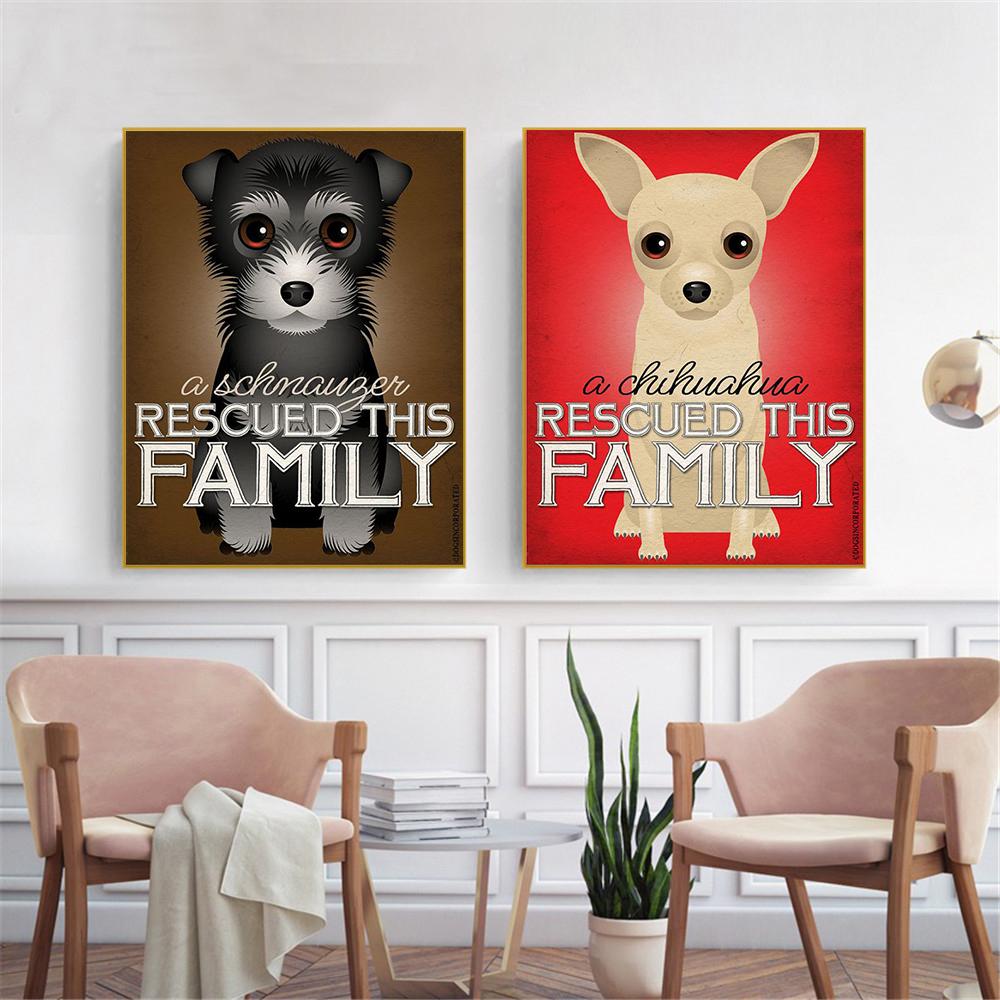 Подвесной настенный художественный ретро постер с собакой, холст, картина, спасенная семья, животные, настенные панно для гостиной, домашний декор, детский подарок