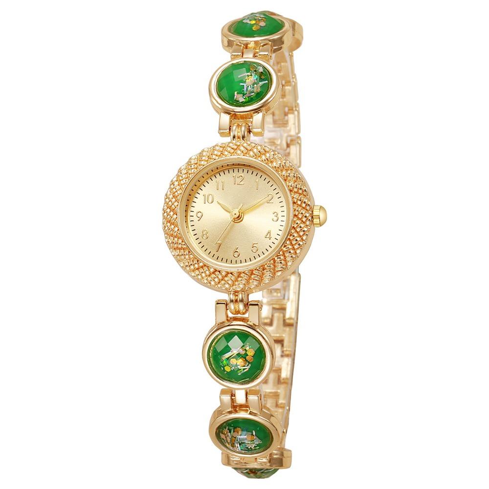 Gold Rhinestone-Inlaid Quartz Bracelet Watch Luxury Quartz Watch Festive Occasion