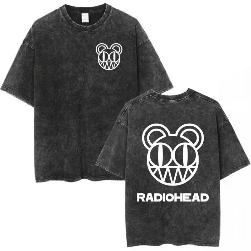 Radiohead Рок-группа Футболка из стираного хлопка Мужская Женская Хип-хоп Музыкальная футболка Модная футболка с коротким рукавом Летние футболки оверсайз Топы