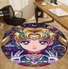Sailor Moon Pattern Round Rug, Indoor/Outdoor Mat, for Picnic, Gameroom, Bedroom, Office, Living Room, Home Decor Carpet, Birthday Gift