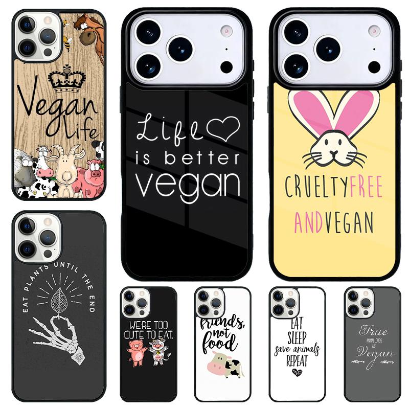 VEGAN FOOD QUOTES ANIMAL LOVE Shockproof Phone Case for iPhone 17 Air 16e 15 11 12 14 13 Pro Max Cover Coque