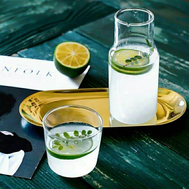 Скандинавская прозрачная стеклянная бутылка для воды с чашками – Жаростойкий набор кувшина для сока для дома или офиса