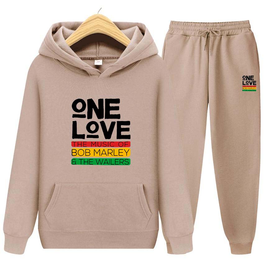 Мужской спортивный костюм One Love с принтом, зимний костюм, спортивный модный спортивный костюм для женщин и мужчин, одежда с капюшоном, толстовки + брюки, комплект из двух предметов