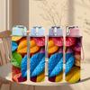 1PC Autumn Colorful Fall Leaf Print 750ml Color Plastic Sports Water Bottle Leakproof Flip Straw Lid Suitable for Sports Office Home Use