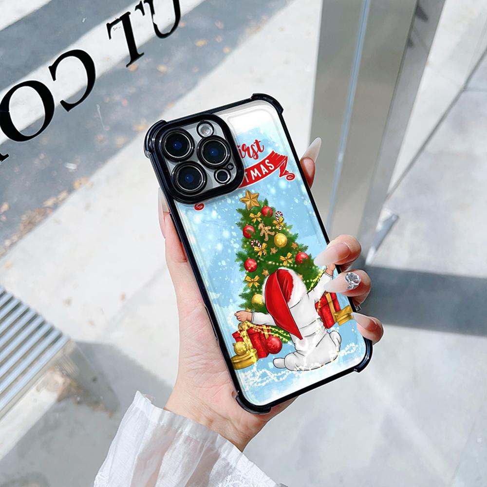 Чехлы для телефонов Ae108 Happy New Year Merry Christmas из гальванизированного ТПУ для Xiaomi 11 Lite Redmi Note 13 Pro 12C 9S 14C Huawei с защитой на четыре угла