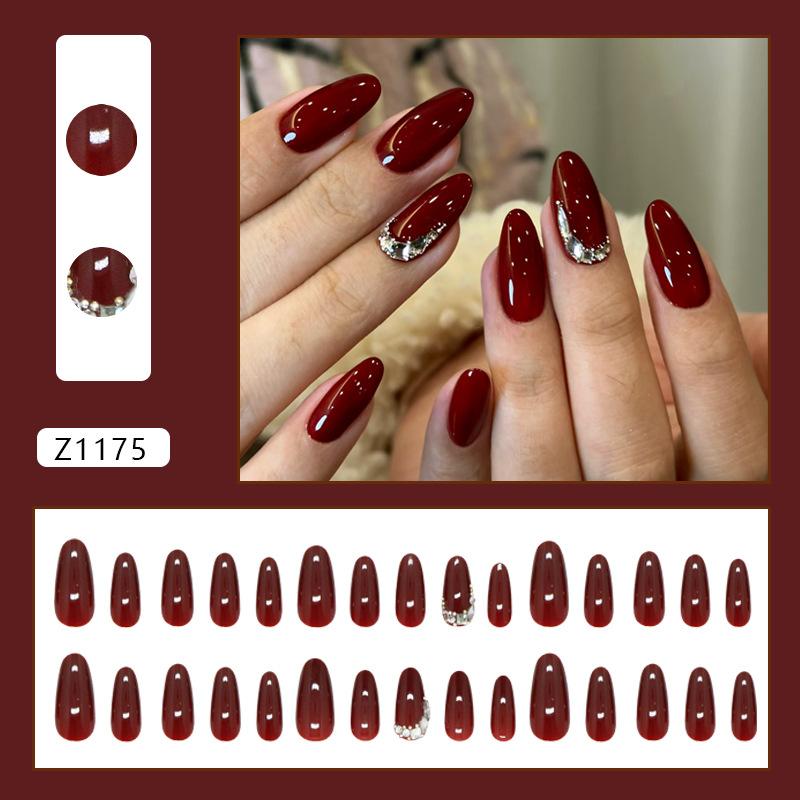 Retro slightly drunk burgundy sparkling diamond simple temperament versatile ins wind removable wearable armor 30 pieces