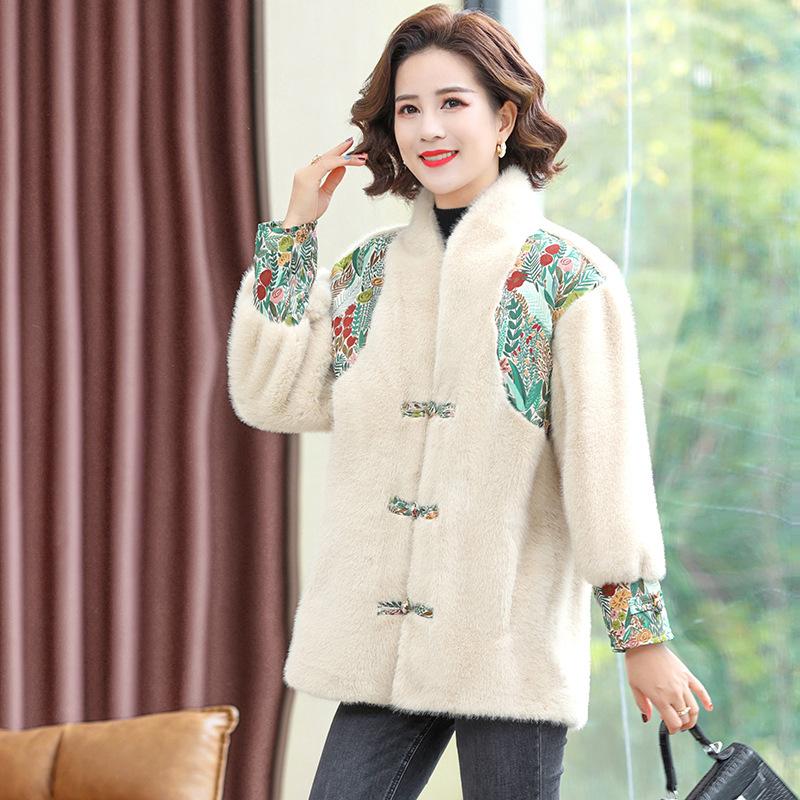 Новое осенне-зимнее платье для мамы из искусственного норкового флиса, женское короткое меховое пальто среднего и старшего возраста, большое утепленное пальто среднего возраста