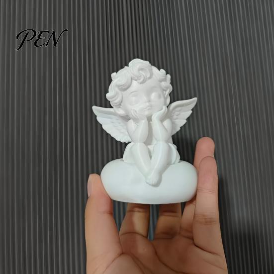 Декоративная фигурка Подарок 3D-печатная статуэтка маленького ангела, маленькая фигурка херувима, милый держащий стабильную основу Настольное украшение Защитник лица Рабочий стол для дома