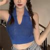 Новый нишевый сексуальный пикантный красивый летний топ без рукавов с короткими рукавами и бретельками через шею для ношения на улице