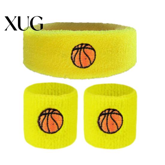 Elastic Sports Wristband 1 Set Kids Headband Ball Embroidery Stretch Breathable High Elasticity Sweat Absorbing Boys Girls Knitted Basketball