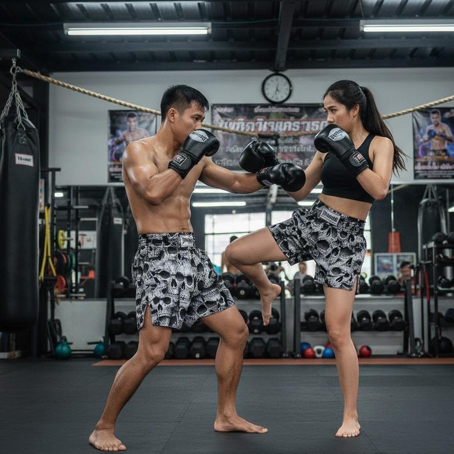 Skull Boxing Muay Thai Kickboxing Training Shorts Print Quick Dry Martial Art Boxer Unisex Men Women Kid Fighting Fitness Sport Gym Workout