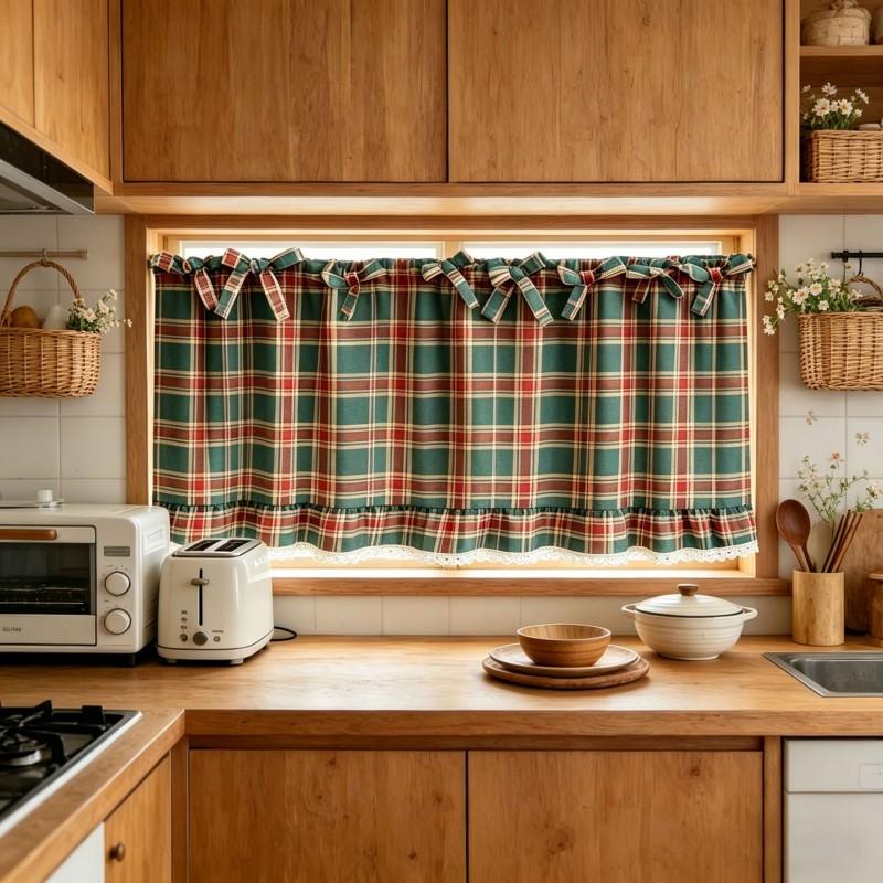 Multi-Color Plaid Curtains Bedroom Living Room Balcony Light Blocking Window Treatment