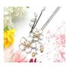 Заколка для волос Miaomyao Kanzashi с одним зубцом для японского кимоно, металлическая, античная, с кубическим цирконием, парный цветок, вишневый цвет, лепестки.
