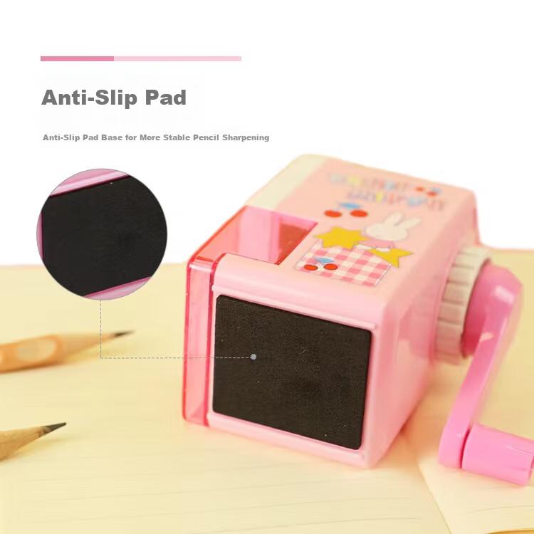 M&G Hand-Crank Pencil Sharpener Automatic Lead Feeding Portable Pink Square FPS90606 1 Piece
