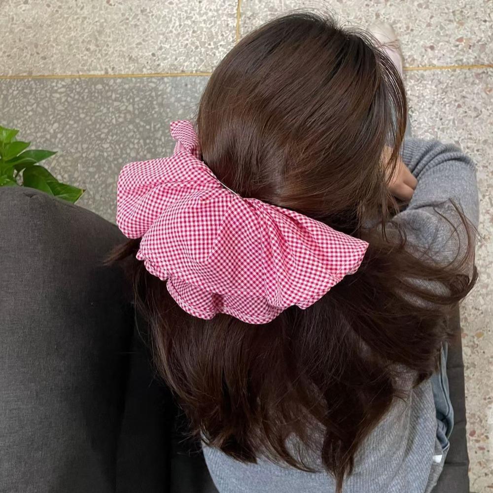 Double Layer Checkered Hair Clip Bow Oversized Hair Scrunchies Women Hair Ropes  Hair Rubber Bands
