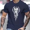 3D Printed Men's Summer Loose Size Skull Print Casual Slim Fit Round Neck Short Sleeve T-shirt Top O-neck Pactwork Casual T