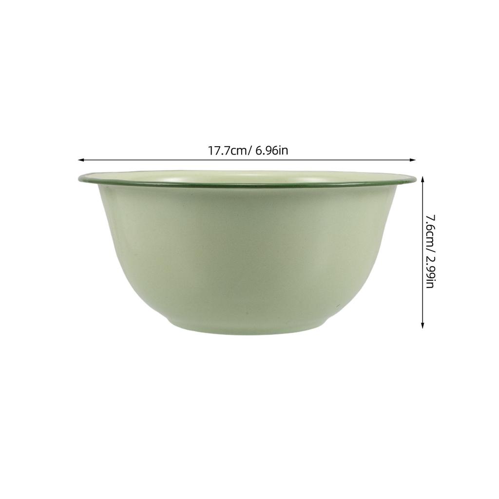 Vintage Enamel Bowl 15.5Cm Retro Soup Noodle Serving Mixing Basin For Kitchen Dining Asian Ramen Hotpot Wear Resistant
