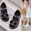 Spring and Summer Girls Small Leather Shoes Black Leather Shoes Bow British Style Princess Mary Jane Performance Shoes New Super Soft