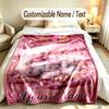 Elephant Theme Soft Blanket Personalized Custom Name Text Print Warm Blanket Home Sofa Bedroom Decor