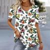 Summer Spring Vintage Women's V Neck Short Sleeve T Shirt For Women Loose Tops 3d Printing Tees Shirts Oversized Female Clothing