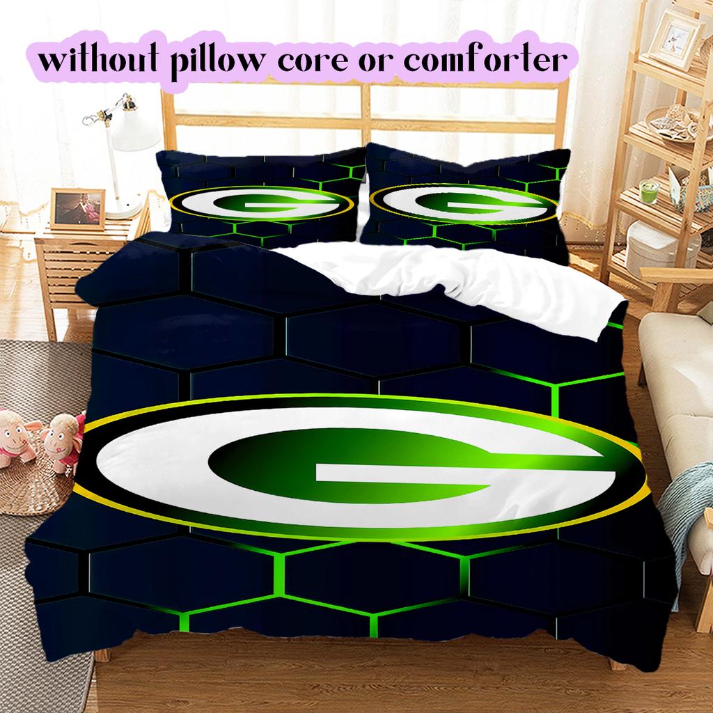 football Logo Pattern Bedding Quilt Set Quilt Cover Pillowcase Home Decoration Birthday Gift (1*duvet cover+ 2*pillowcase, without core)