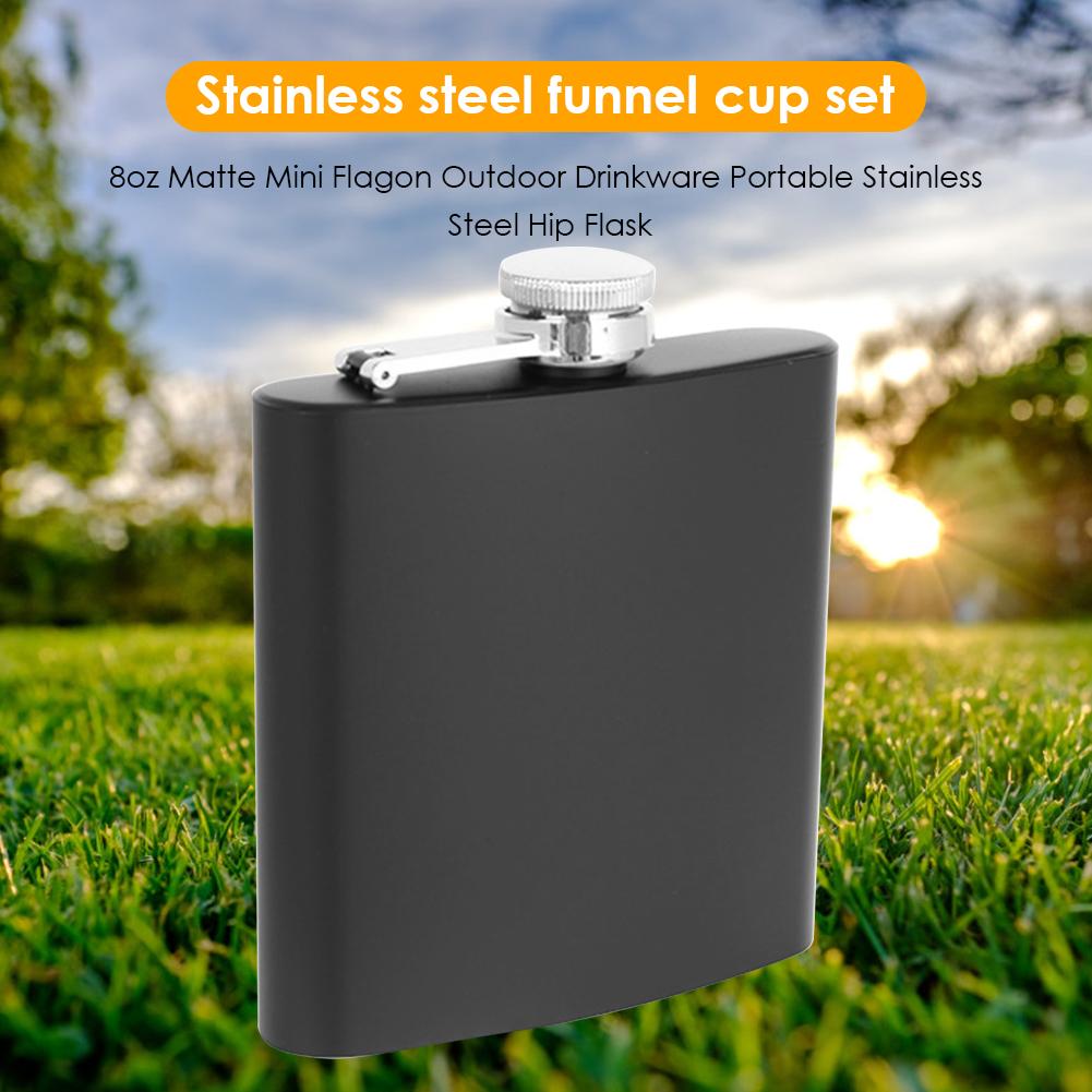 8oz Portable Matte Mini Stainless Steel Flagon Hip Flask Outdoor Drinkware