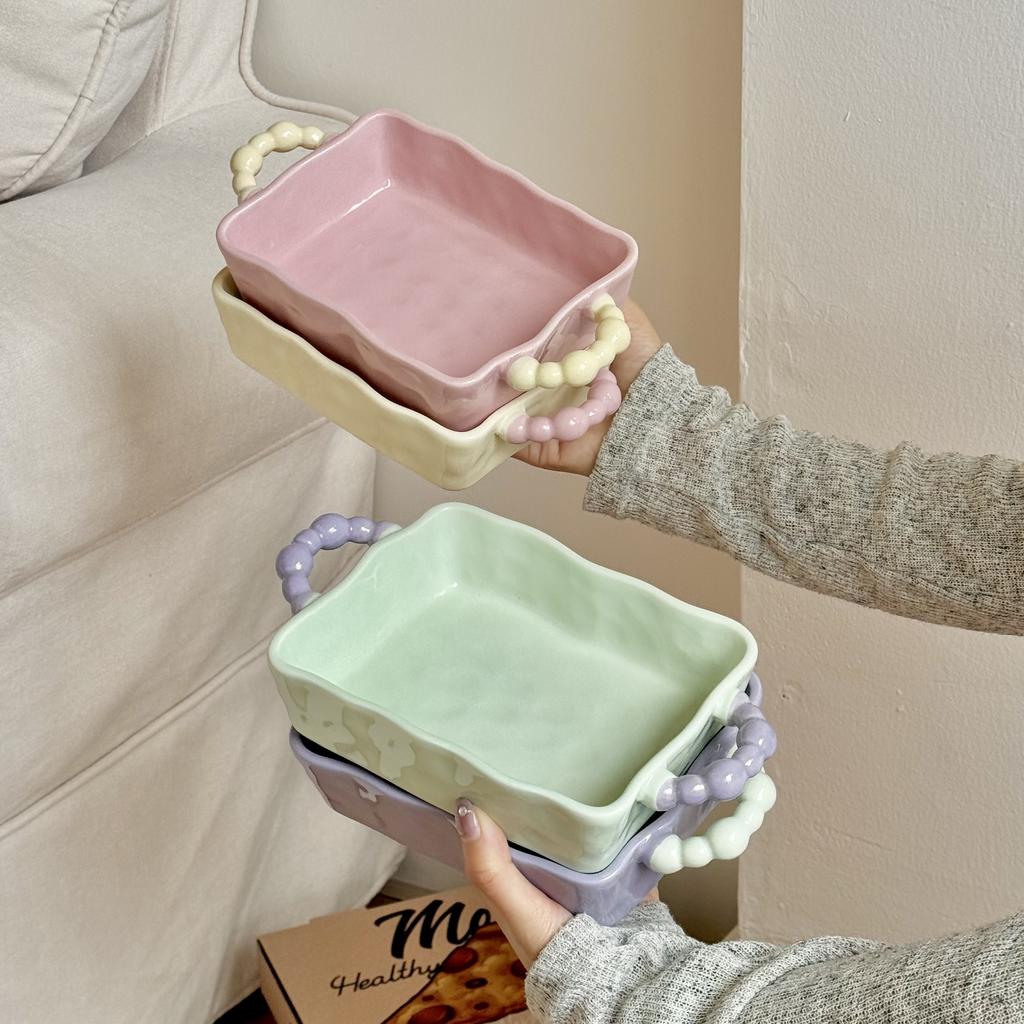 Противень для выпечки риса с сыром Single Ins, керамическая миска с двойным ушком, ручная форма для выпечки, бытовая микроволновая печь, десертная тарелка