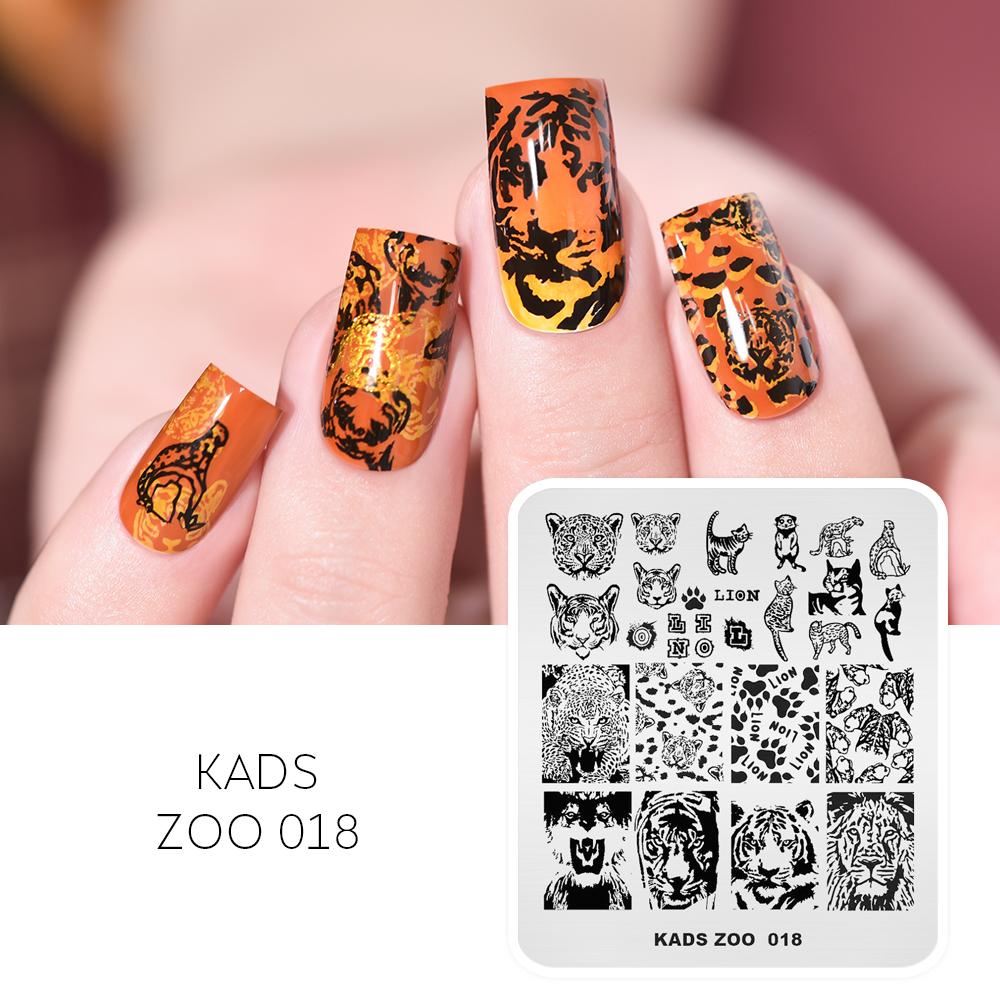 kads Штамп для ногтей Zoo 018 Шаблон для дизайна ногтей Лев Тигр Коготь Дизайн DIY Печатные пластины Маникюрный инструмент