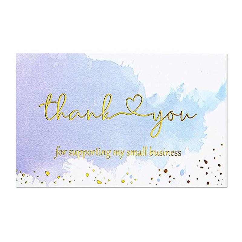 Black Thank You Greeting Cards, 50 Sheets/Pack