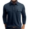 Men's Long Sleeve Polo Shirt with Button-Down Collar and Chest Pockets, Multiple Colors