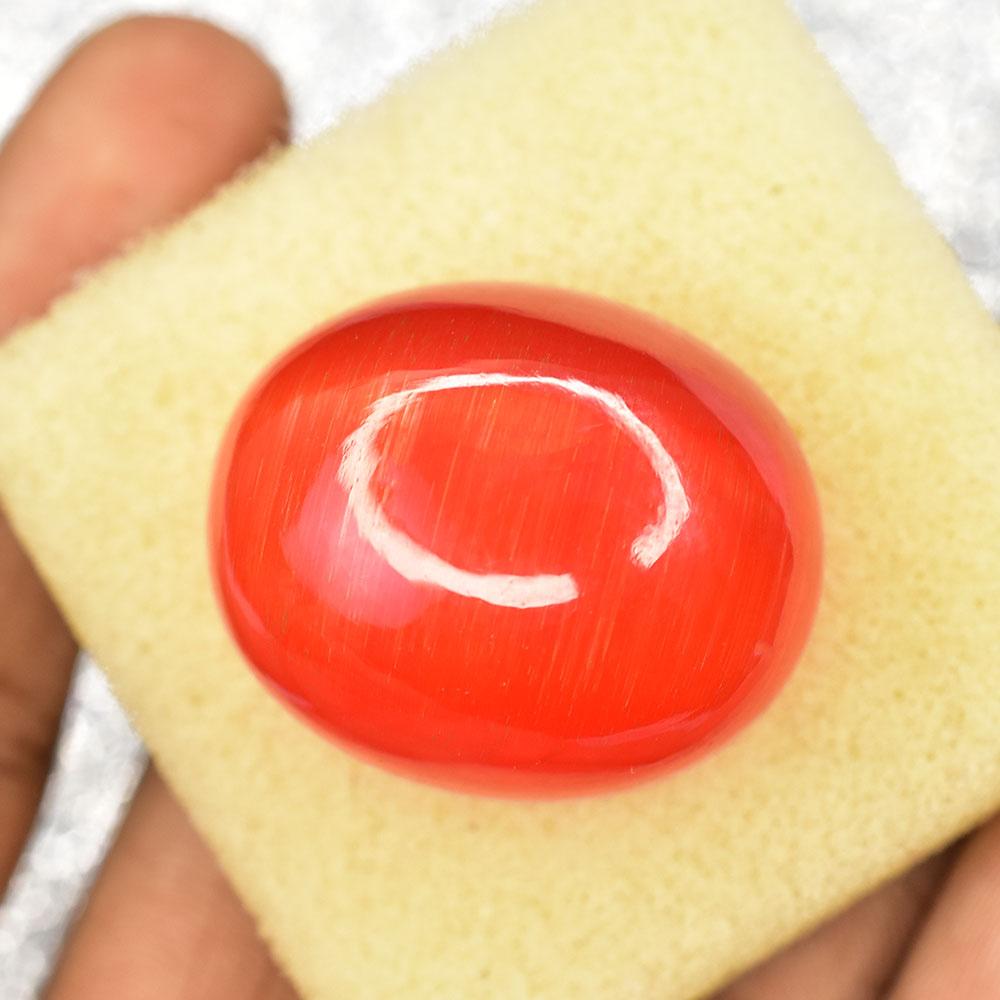 Orange Flawless Natural Cat'S Eye 112 ct Cabochon Cut Loose Gemstone for Jewelry Making and Crafts
