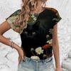 Elegant Women's T-Shirt Fashion Art Cats Pattern Print T-Shirt Summer Leisure Short Sleeved T-Shirt Women's Oversized T-Shirt