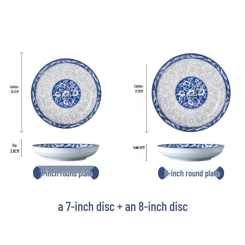 Квадратная фарфоровая тарелка «Жуи» сине-белого цвета — идеально подходит для еды, фруктов, блюд, приготовленных на пару и запеченных.