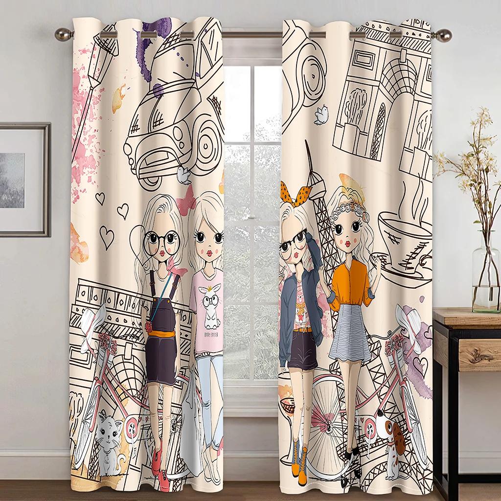 Современный персональный розовый узор для покупок для девочек, плотные шторы для окон, гостиная, спальня, высокие шторы с затемнением, различные стили