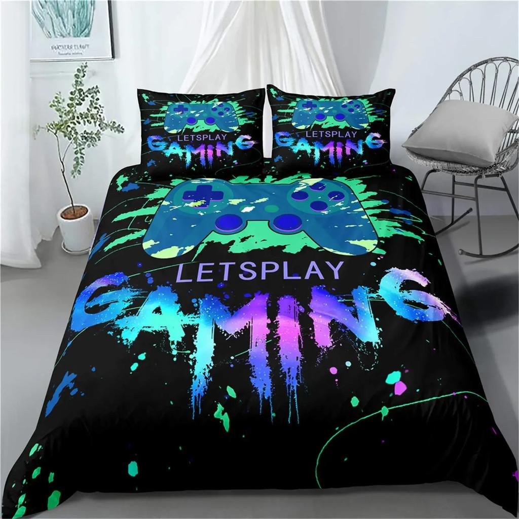 Play Designs Duvet Cover Pillowcase Gaming Bedding Set Video Games Adult Boy Girl Bedroom Decoration Single Double Size