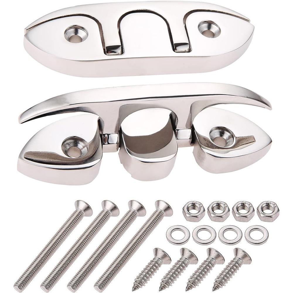 Морские складные пряжки из нержавеющей стали, 2 шт. в упаковке, откидные пряжки для швартовных тросов Морские швартовные пряжки с крепежными винтами для лодок, каяков, палубных тросов