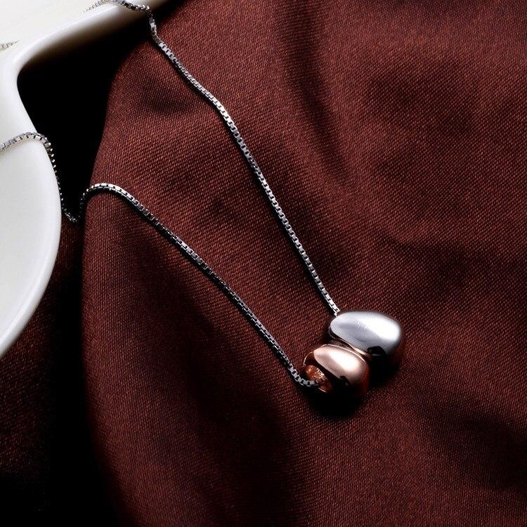 925 пробы стерлингового серебра Личность двухцветное гладкое каплевидное ожерелье капли воды ожерелья цепи ювелирные изделия S-N366