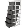 Plastic Modular Drawer Storage Chest Of Drawers Organizer Storage Box, Large Stomo Racks For Multipurpose Organizers | Grey | 4 Layer