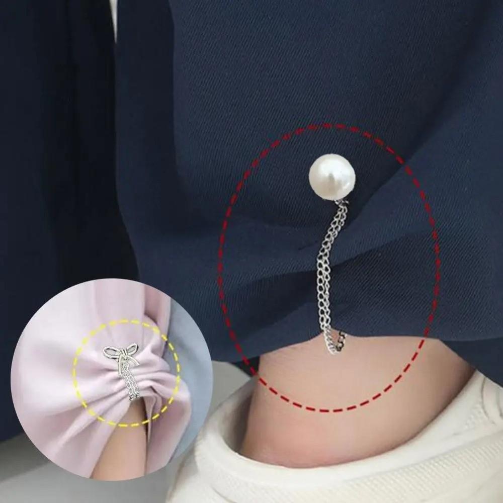 Fashion Accessory 3-in-1 Clothing Clip Heart-Shaped Adjustable Butterfly Hem Clip With Chain No-Sew Cuff Keeper Skirts