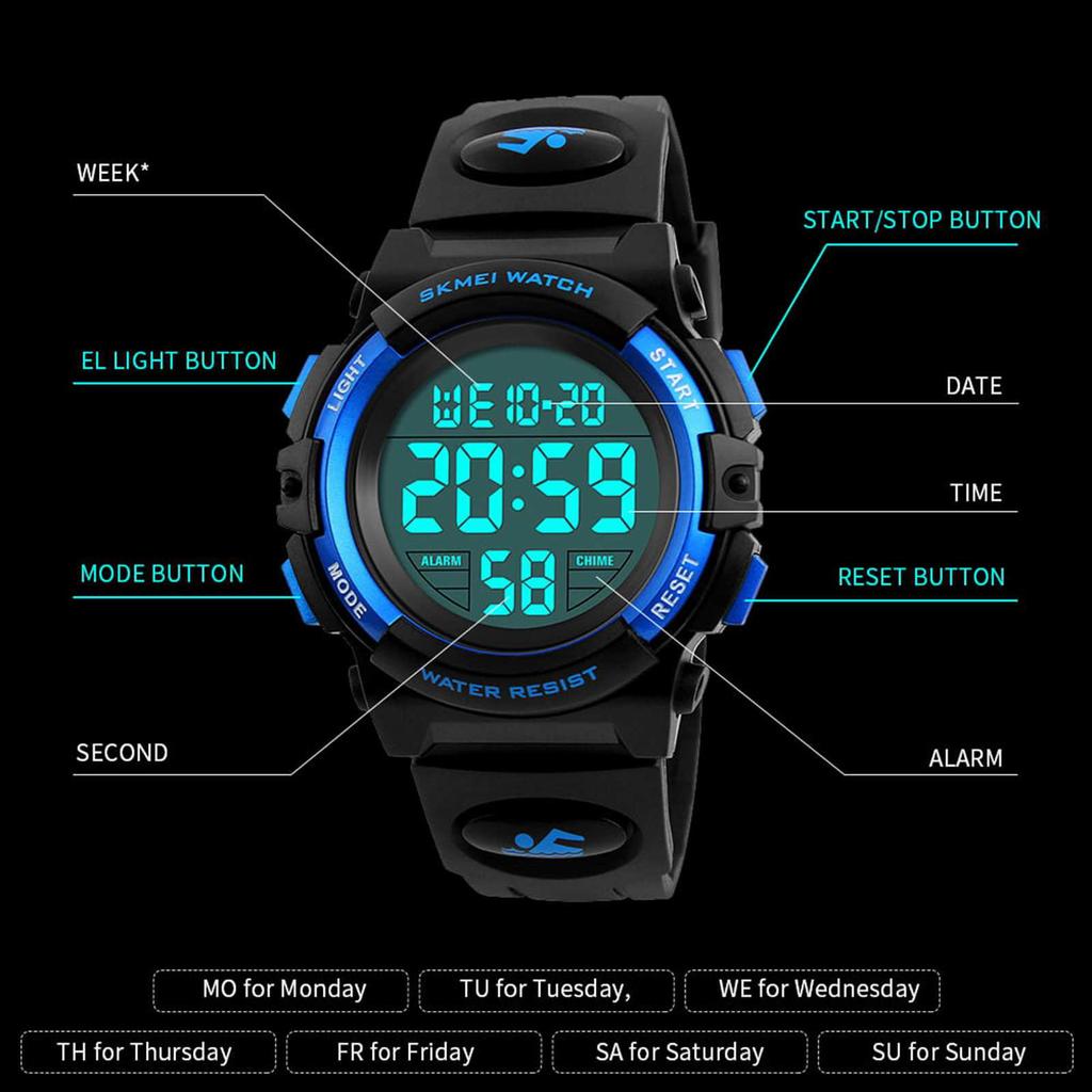 Детские часы, наручные часы, модные многофункциональные водонепроницаемые спортивные светящиеся часы для занятий спортом на открытом воздухе для детей, студентов, мальчиков