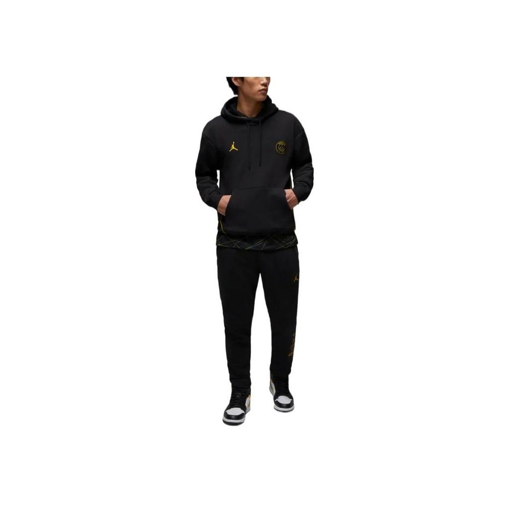 Jordan Флисовые брюки из коллекции Paris Saint-Germain (Азия) Черная/желтая мужская уличная одежда DV0622-010